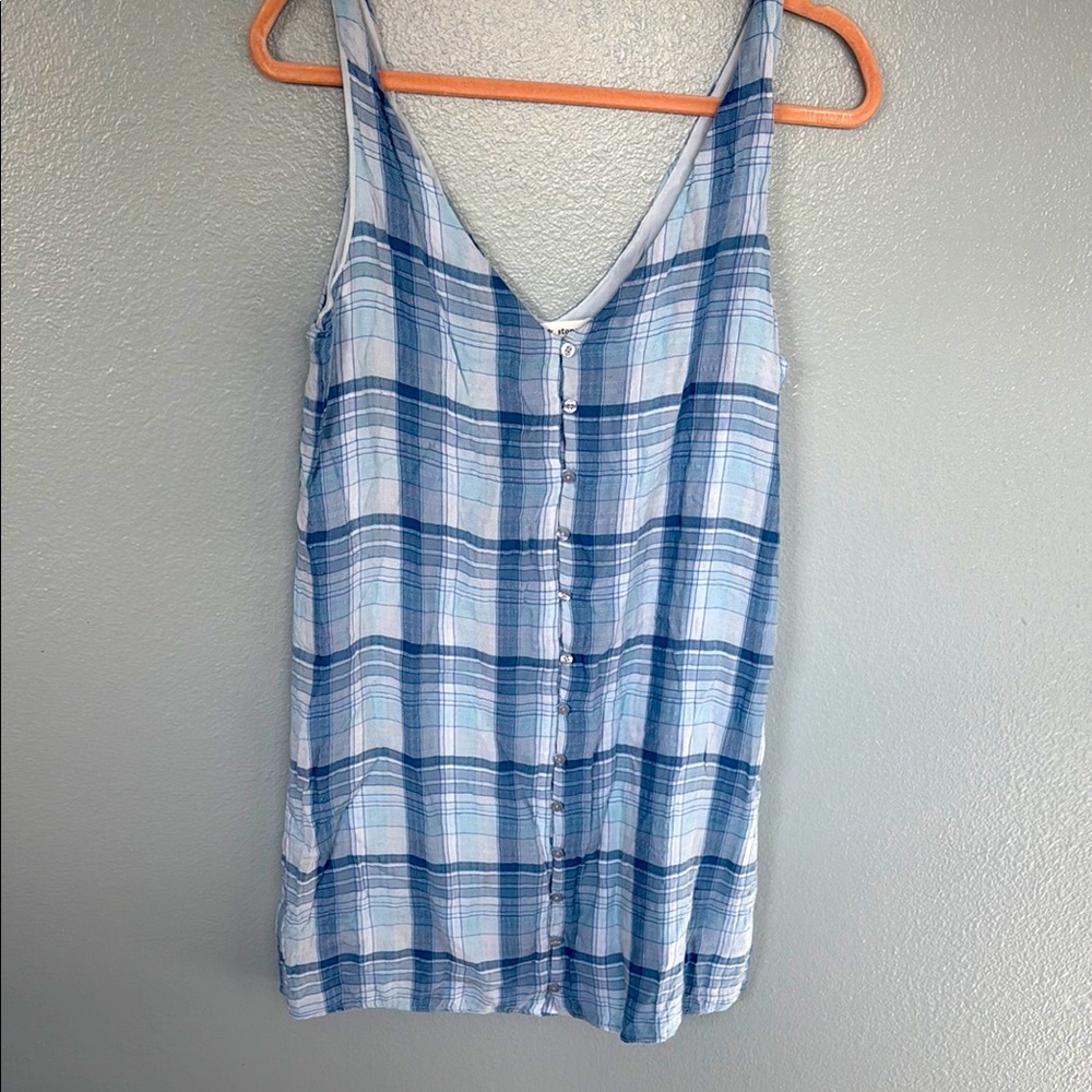 Anthro CLOTH & STONE XS Blue Plaid Sleeveless dress